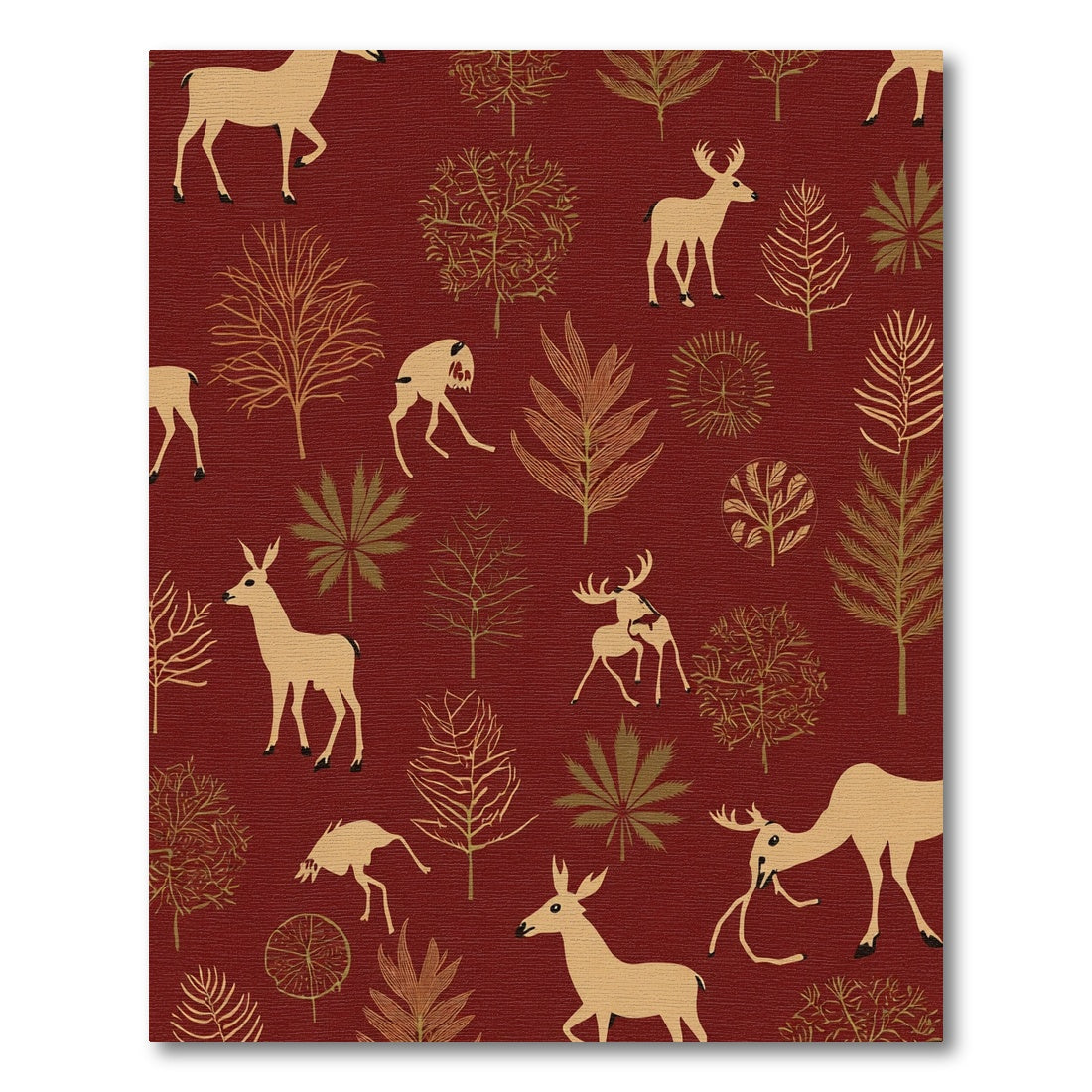 Rustic Deer Woodland Forest Scene Rug