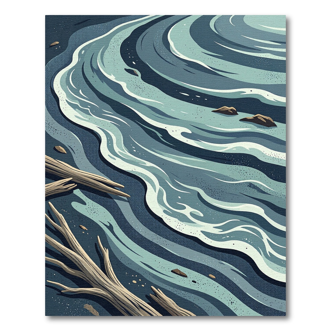 Oceanic Blue Abstract Coastal Waves Rug