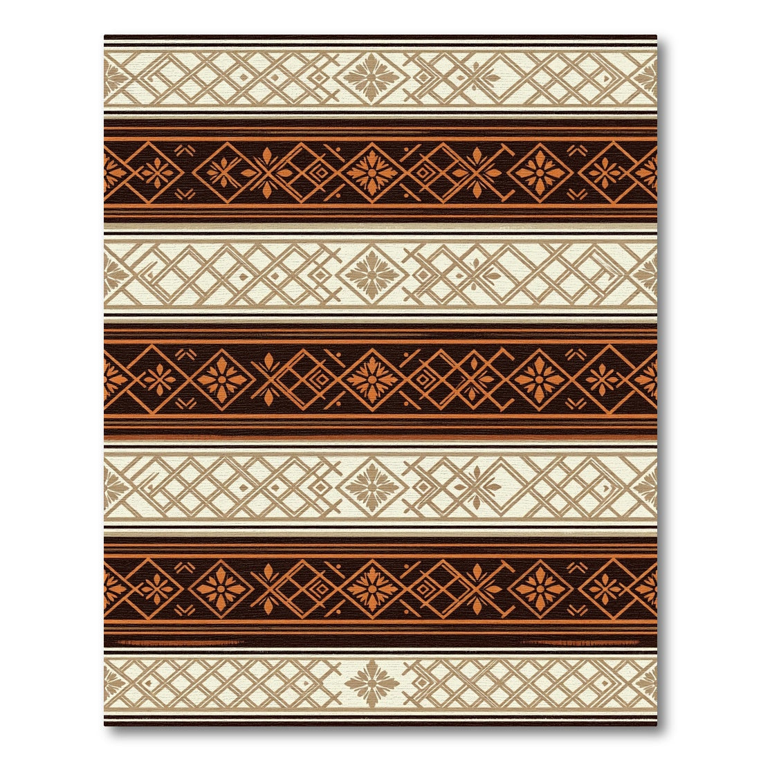 Rustic Ivory Orange Geometric Band Rug