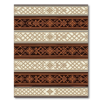 Rustic Ivory Orange Geometric Band Rug