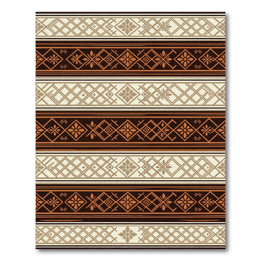 Rustic Ivory Orange Geometric Band Rug