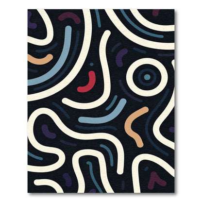 Dark Abstract Organic Cream Wave Rug