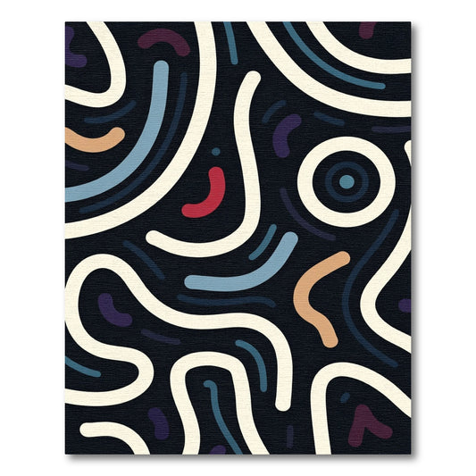Dark Abstract Organic Cream Wave Rug