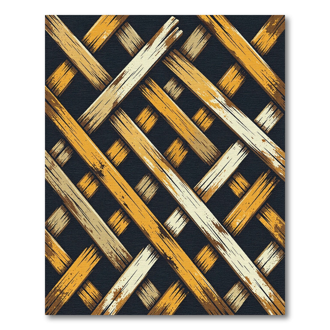 Golden Intersecting Woven Lattice Texture Rug