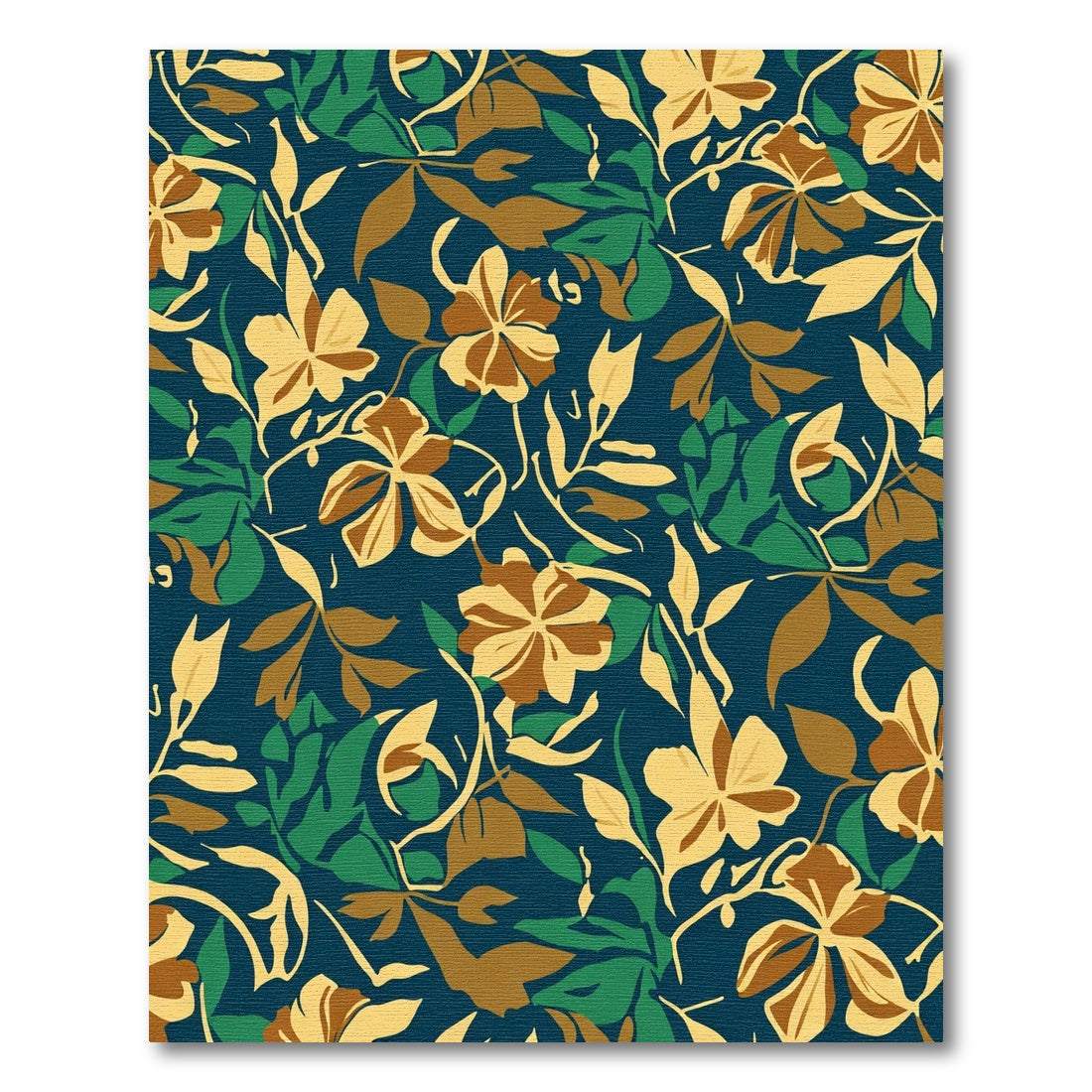 Navy Blue Golden Floral Vine Rug