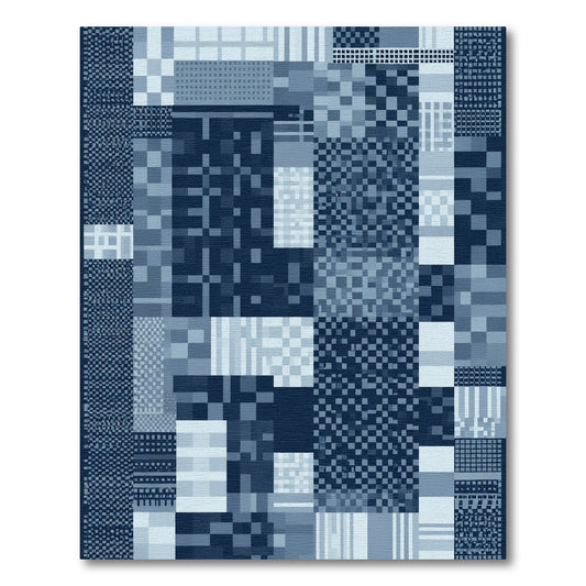 Indigo Patchwork Geometric Rectangle Rug