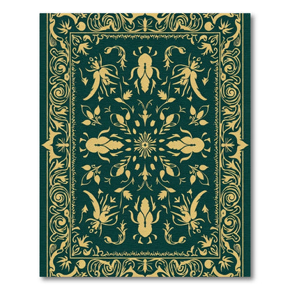 Vintage Emerald Beetle Floral Medallion Rug