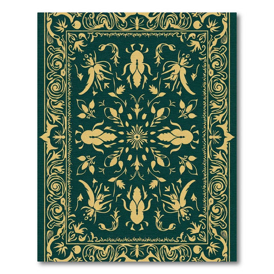 Vintage Emerald Beetle Floral Medallion Rug