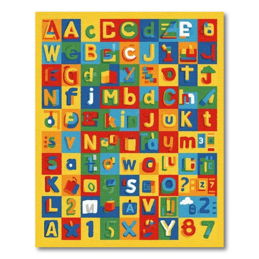 Playful Colorful Alphabet Numbers Rug