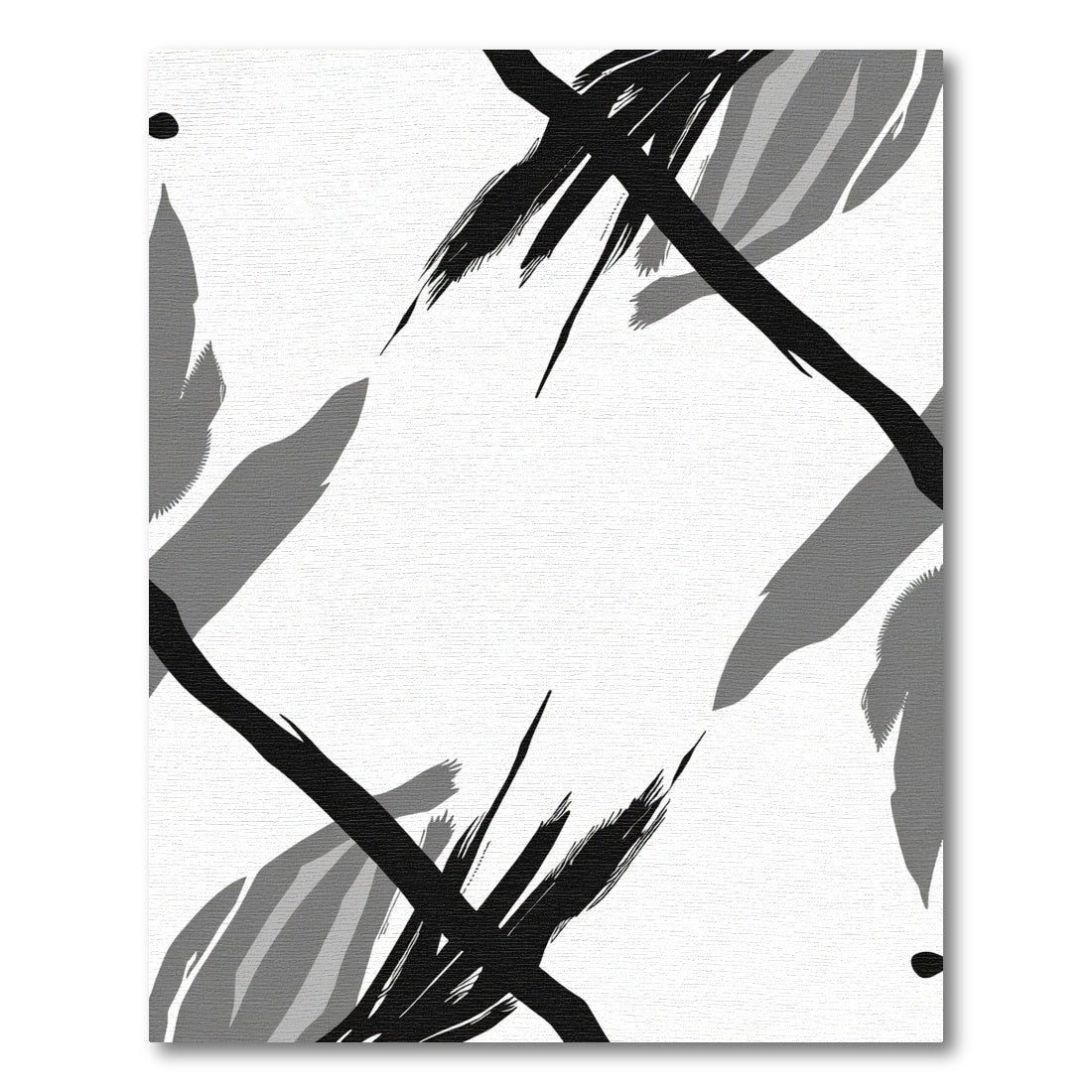 Monochromatic Abstract Brushstroke Frame Rug