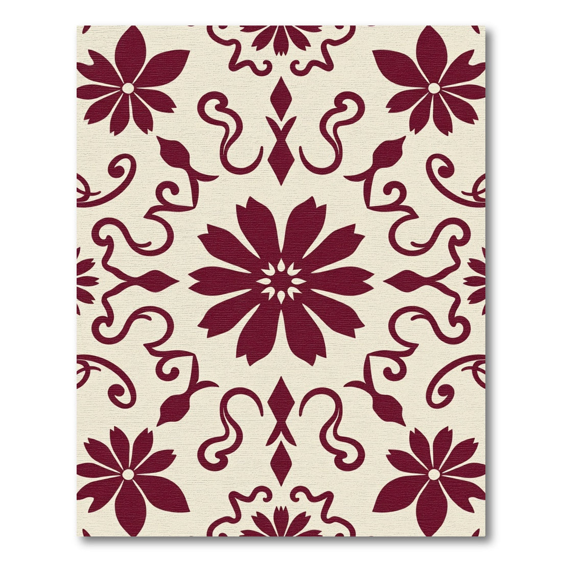 Crimson Floral Medallion Lace Rug