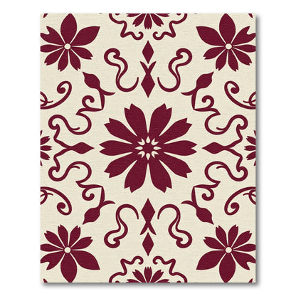 Crimson Floral Medallion Lace Rug