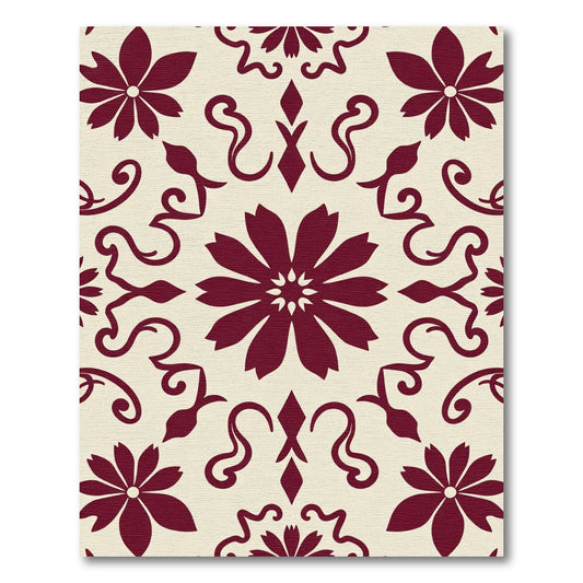 Crimson Floral Medallion Lace Rug