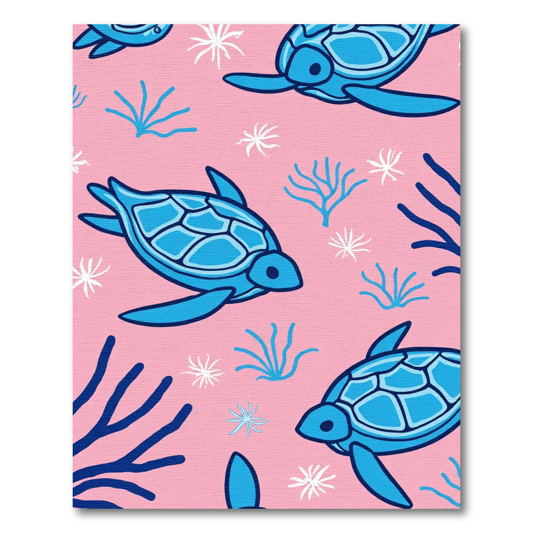 Marine Blue Sea Turtle Pink Coral Rug