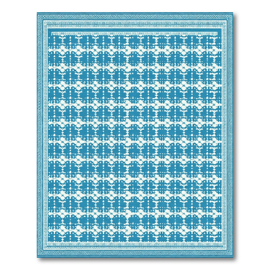 Aegean Blue Lattice Border Rug