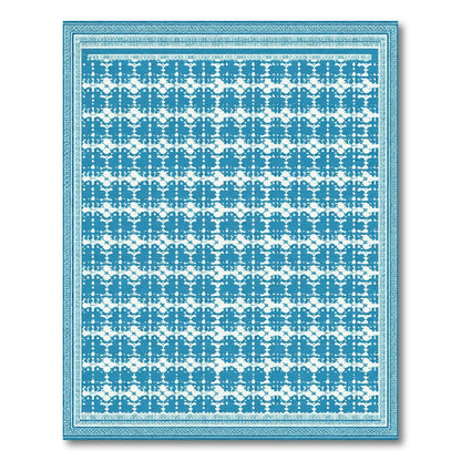 Aegean Blue Lattice Border Rug
