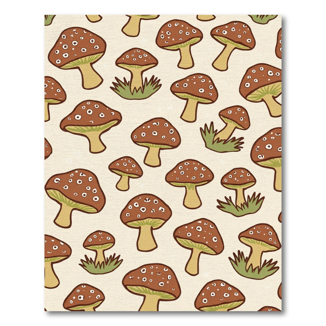 Whimsical Brown Spotted Mushroom Garden Rug