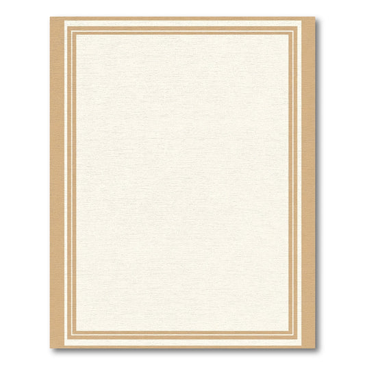 Simple Tan Cream Double Border Rectangular Rug