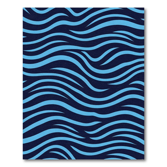 Deep Blue Wavy Stripes Rug