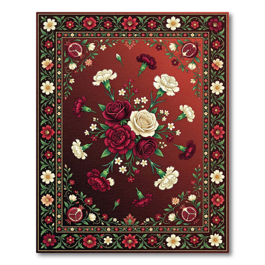 Crimson Floral Medallion Pomegranate Rug