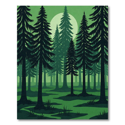 Emerald Forest Moonlit Pines Rug