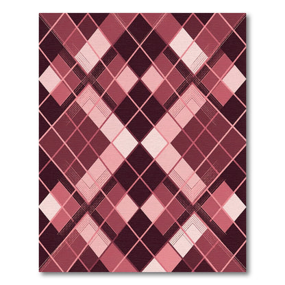 Sophisticated Burgundy Pink Argyle Geometric Rug
