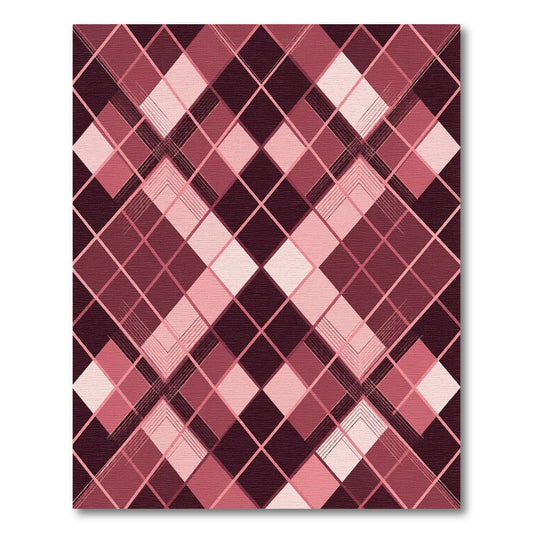 Sophisticated Burgundy Pink Argyle Geometric Rug