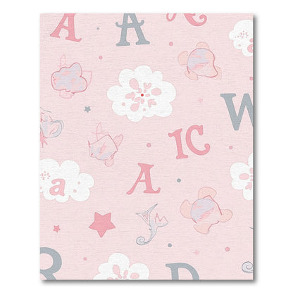 Pale Pink Alphabet Cloud Whimsy Rug