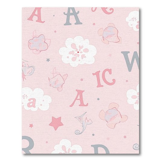 Pale Pink Alphabet Cloud Whimsy Rug