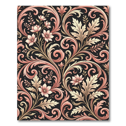 Elegant Blush Floral Damask Scroll Rug