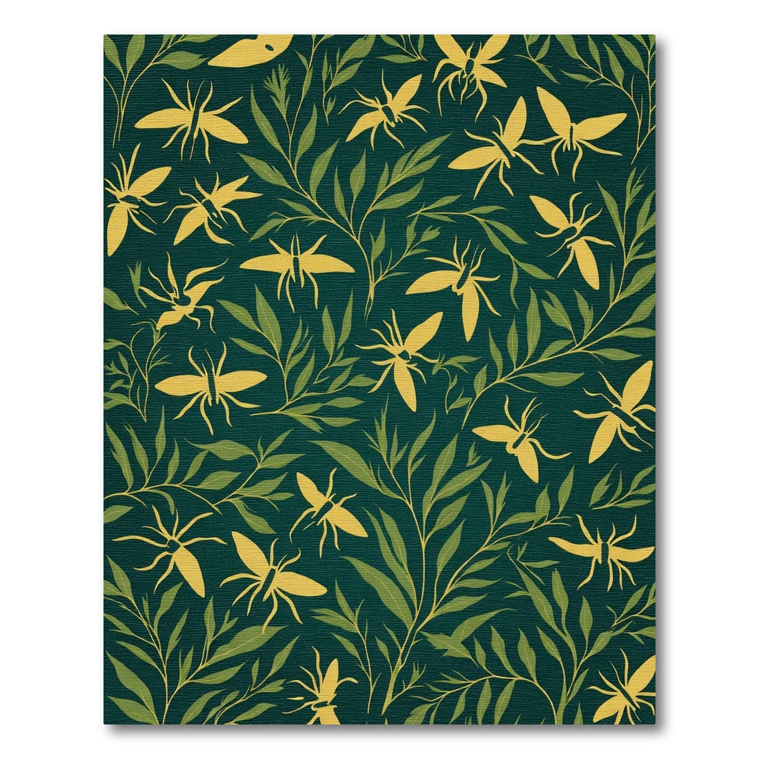 Golden Insects Green Foliage Rug