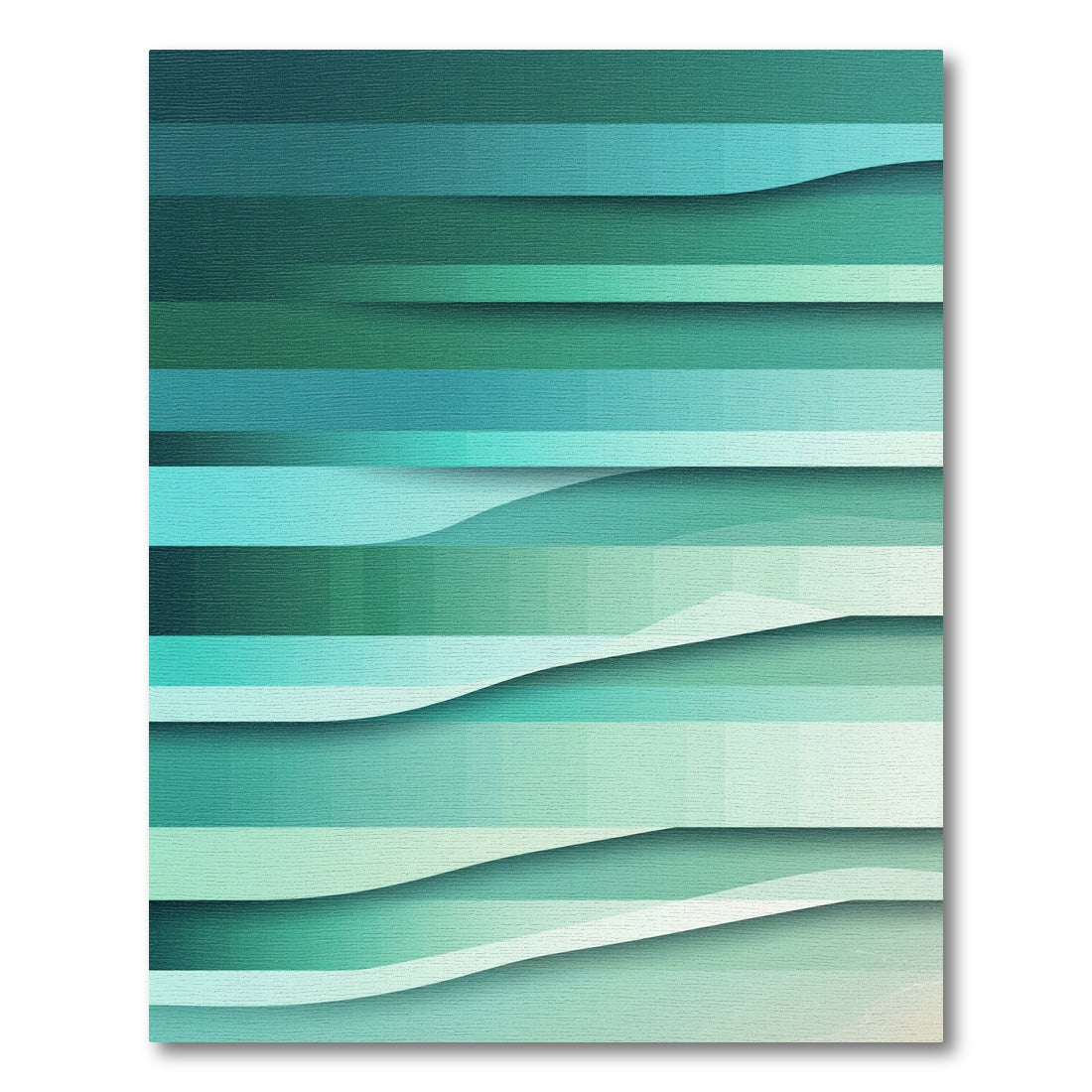 Gradient Teal Horizon Wavy Stripes Rug