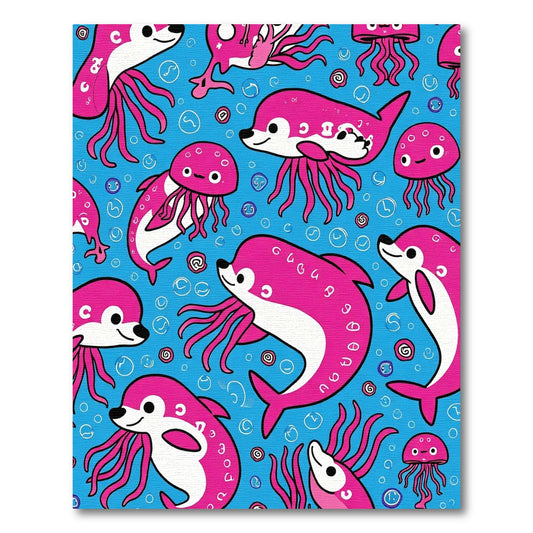 Pink Dolphin Jellyfish Aquatic Circus Rug