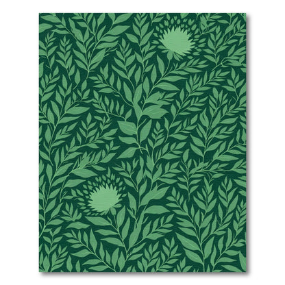 Deep Green Leafy Woodland Floral Rug
