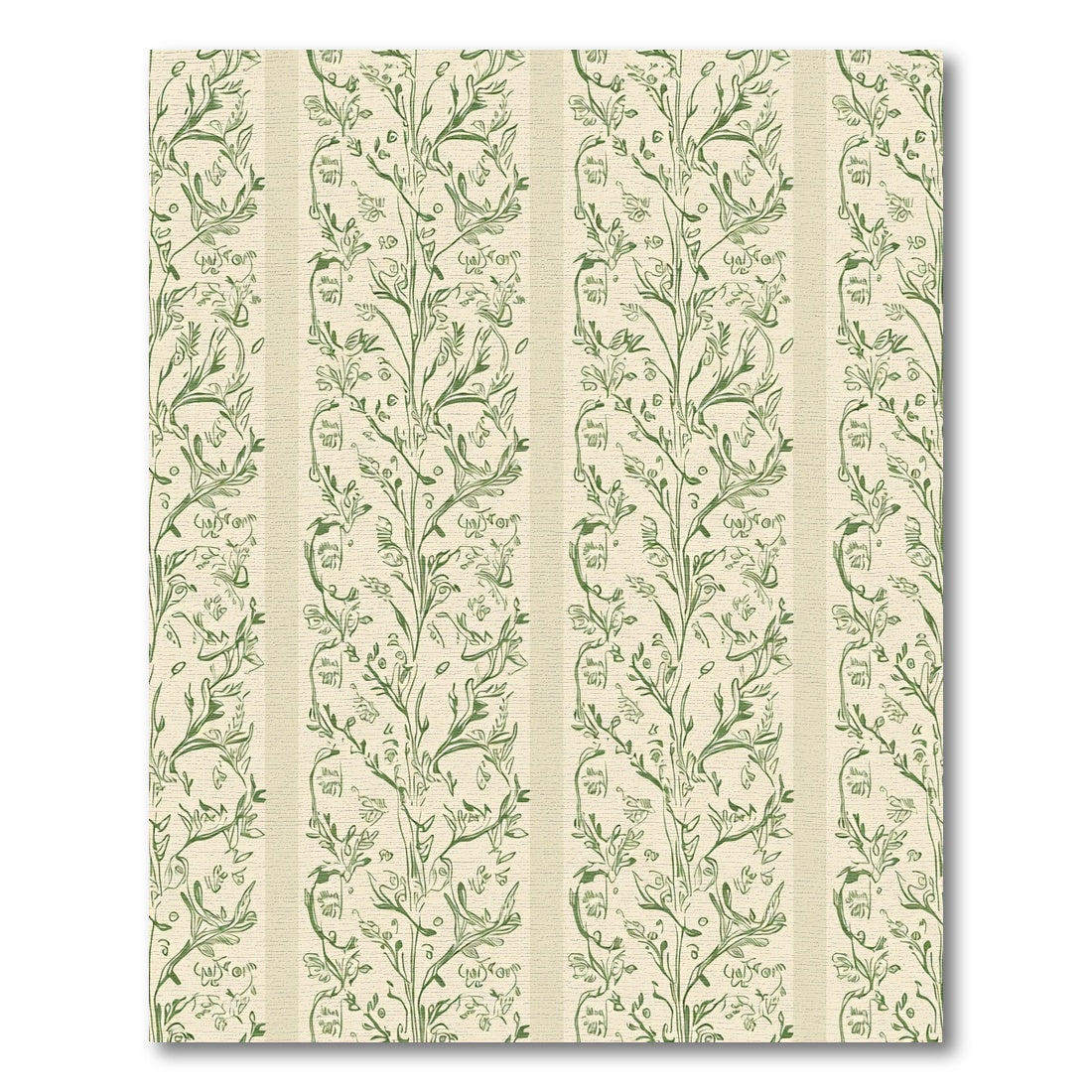 Ivory Green Vine Stripe Rug