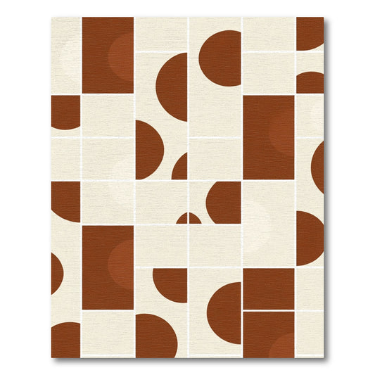 Mid Century Terracotta Circles and Squares Rug
