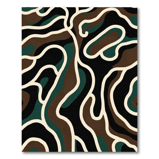 Camouflage Abstract Organic Curve Rug