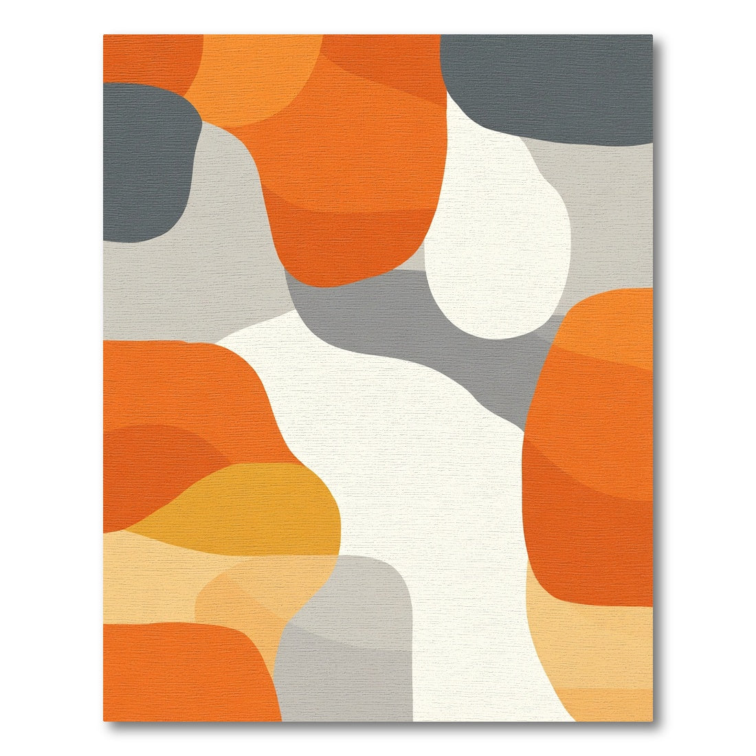 Modern Orange Gray Abstract Shapes Rug
