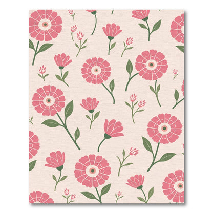 Pink Floral Arrangement Repeating Pattern Rug