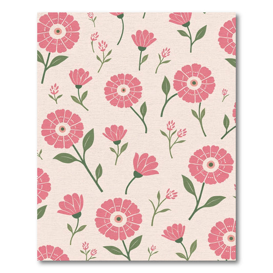 Pink Floral Arrangement Repeating Pattern Rug