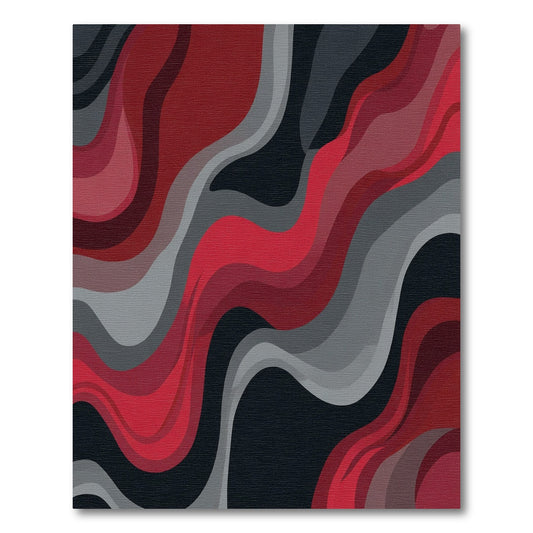 Modern Red Gray Swirl Abstract Rug