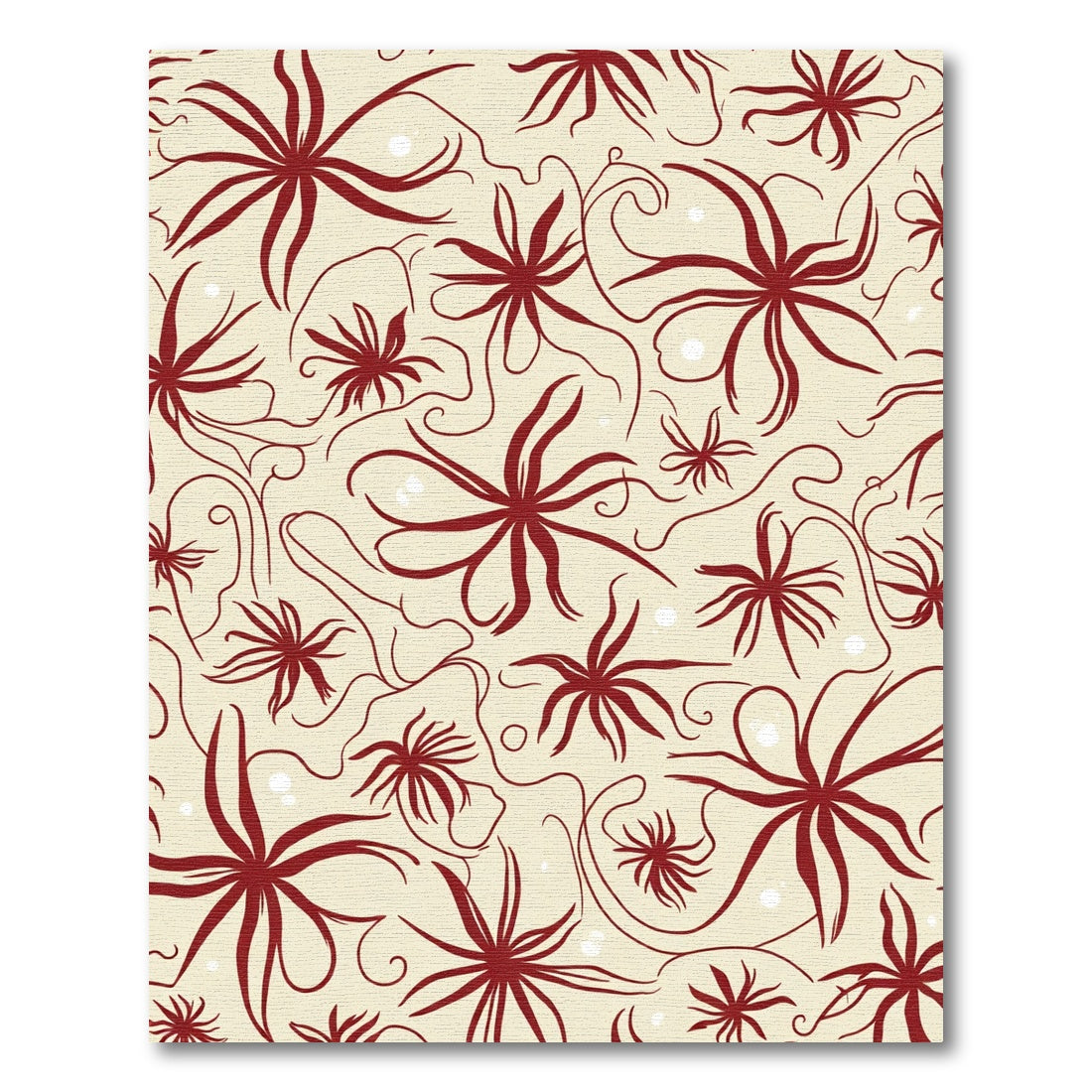 Crimson floral vines swirling abstractly Rug
