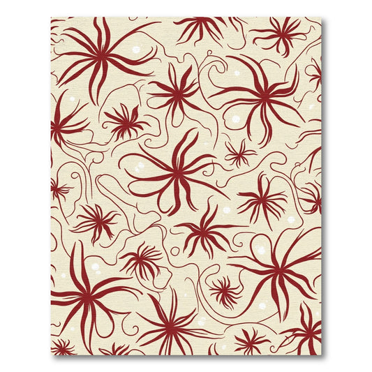 Crimson floral vines swirling abstractly Rug