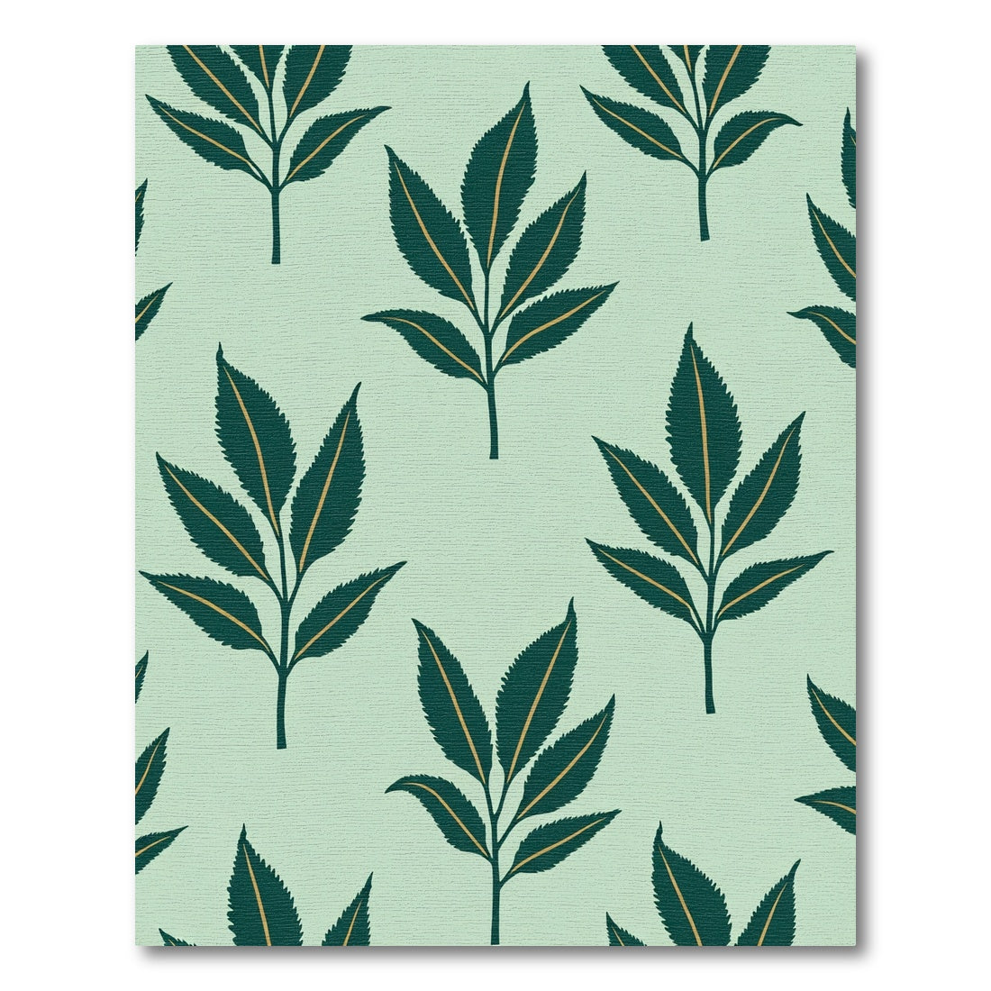Teal Green Leaf Branches Mint Background Rug