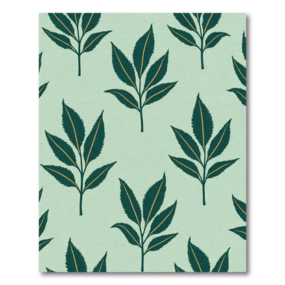 Teal Green Leaf Branches Mint Background Rug