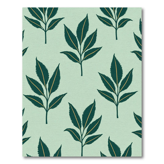 Teal Green Leaf Branches Mint Background Rug