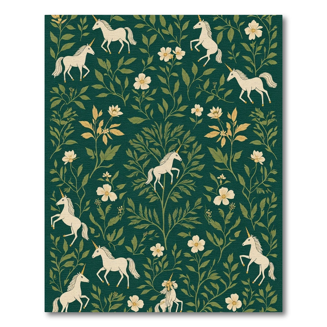 Enchanted Forest Unicorn Floral Arrangement Rug
