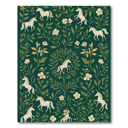 Enchanted Forest Unicorn Floral Arrangement Rug