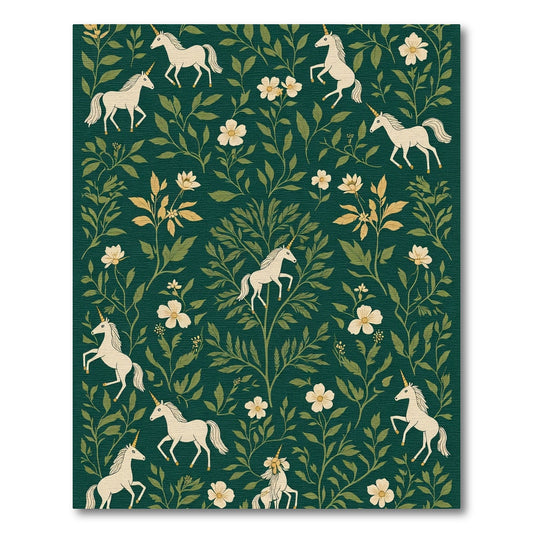 Enchanted Forest Unicorn Floral Arrangement Rug