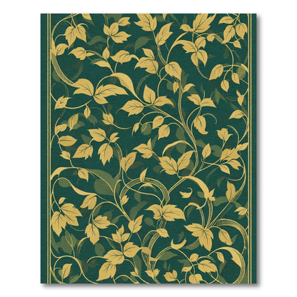 Emerald Green Golden Vine Scrolls Rug